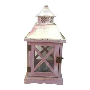 Vintage Distressed Wooden Glass Barn Door Lantern